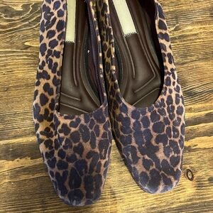 Franco Sarto Leopard-Print Suede Ballet Flats - Brown/Black